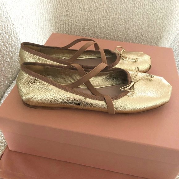 miu miu leather ballerinas with belts
